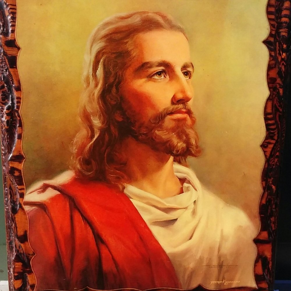 Vintage Litho Of Christ Glossy Wall Plaque 1959